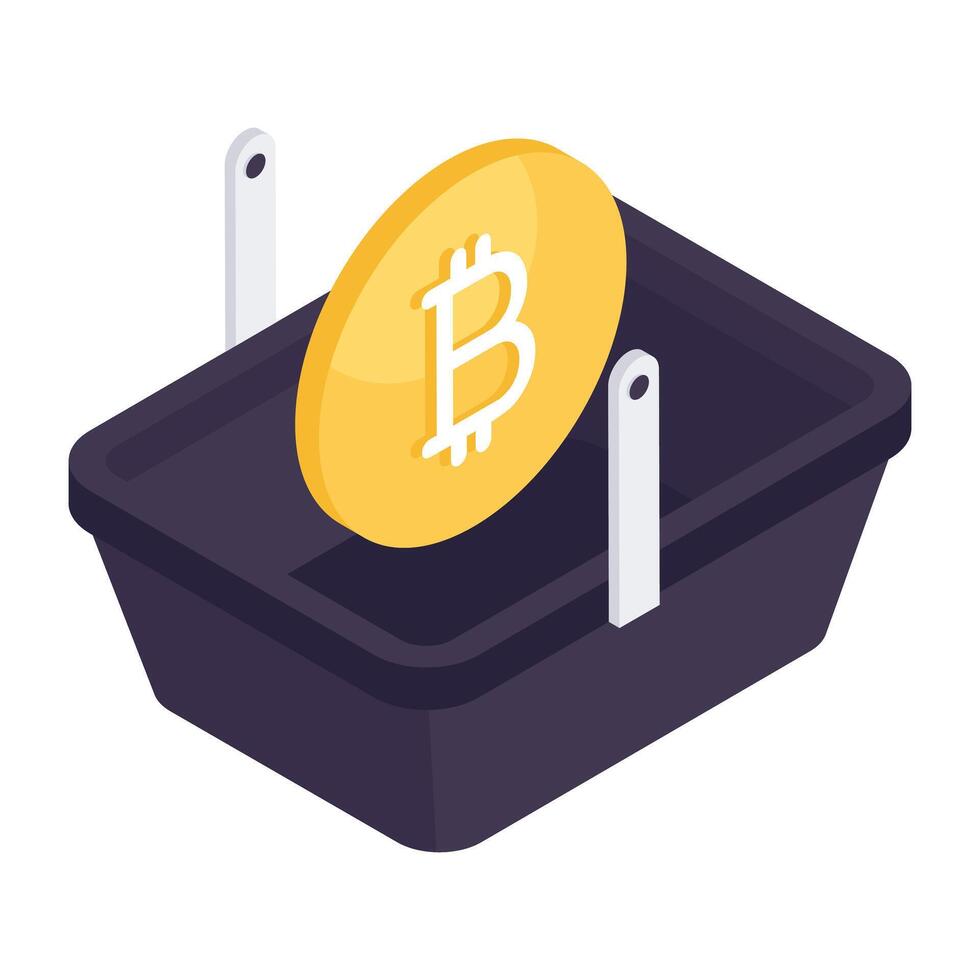 Creative design icon of bitcoin shopping vector