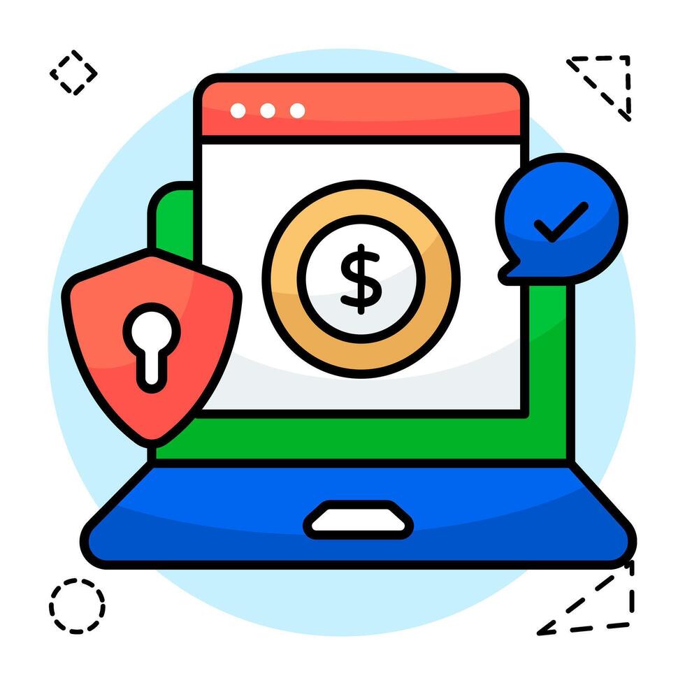 Dollar on webpage, concept of online money icon vector