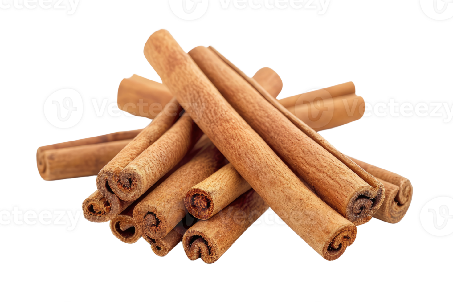 AI generated cinnamon sticks stacked on transparent background png