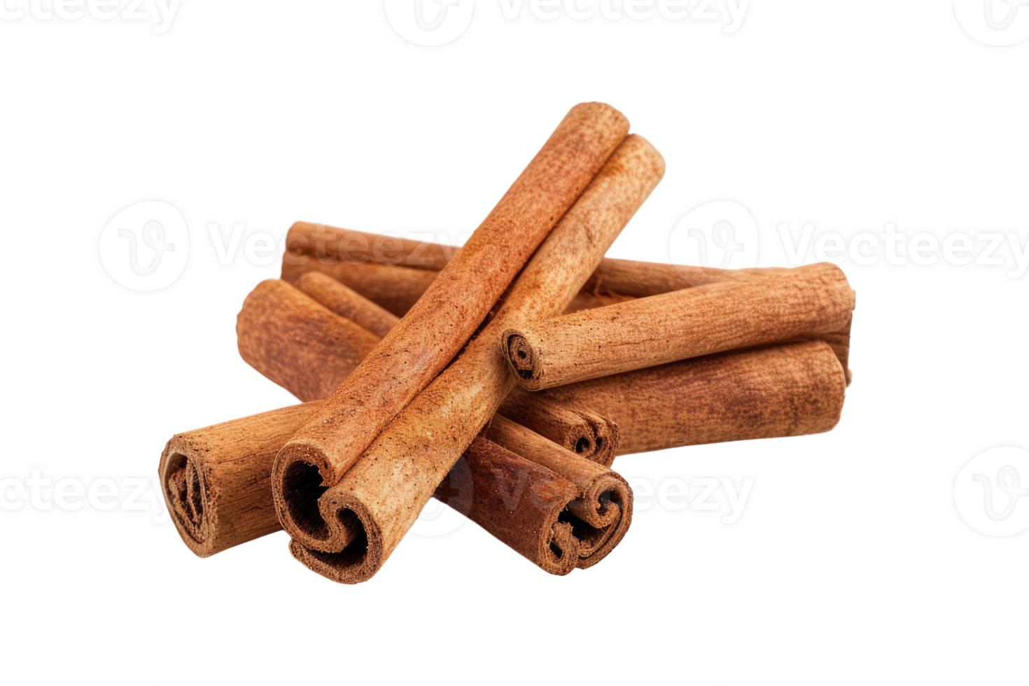 AI generated cinnamon sticks stacked on transparent background png