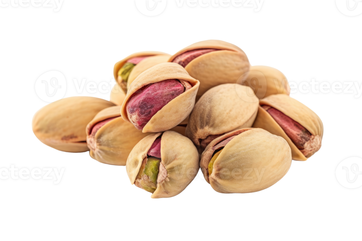 AI generated Pile of pistachios in shells isolated on transparent background png