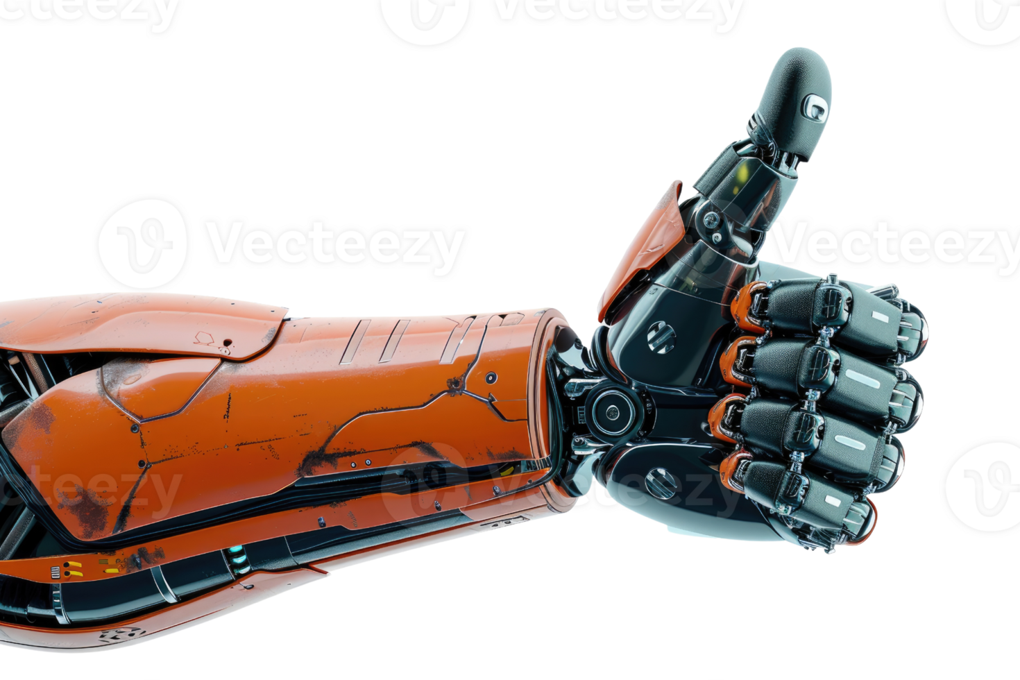 AI generated Robot hand giving thumbs up Isolated on transparent background png