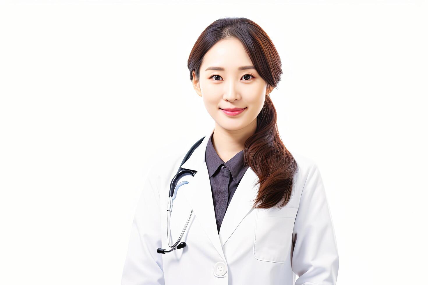 AI generated Woman in White Coat With Stethoscope photo