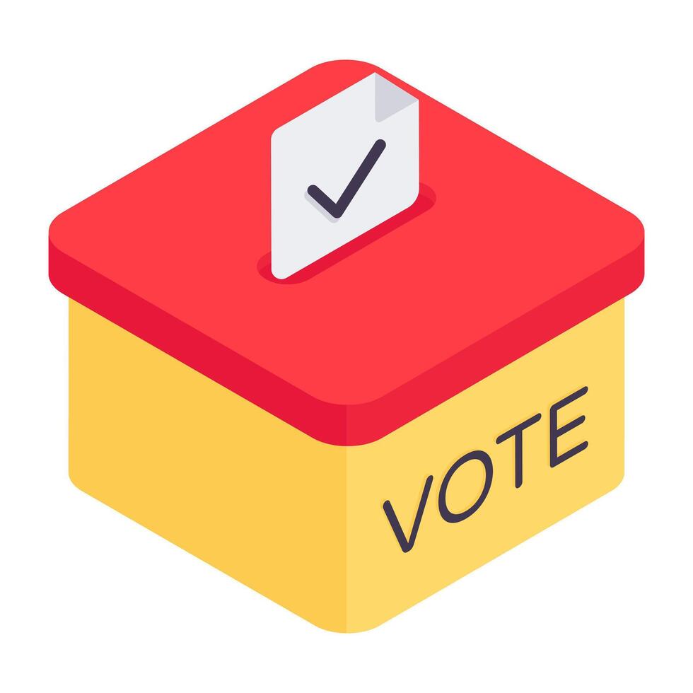 Conceptual isometric design icon of ballot box vector