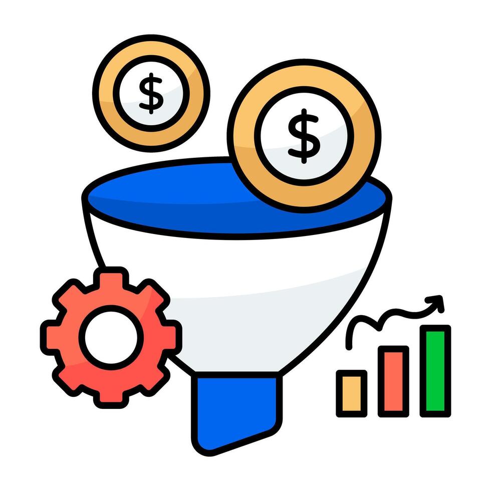 A colored design icon of money filtration vector