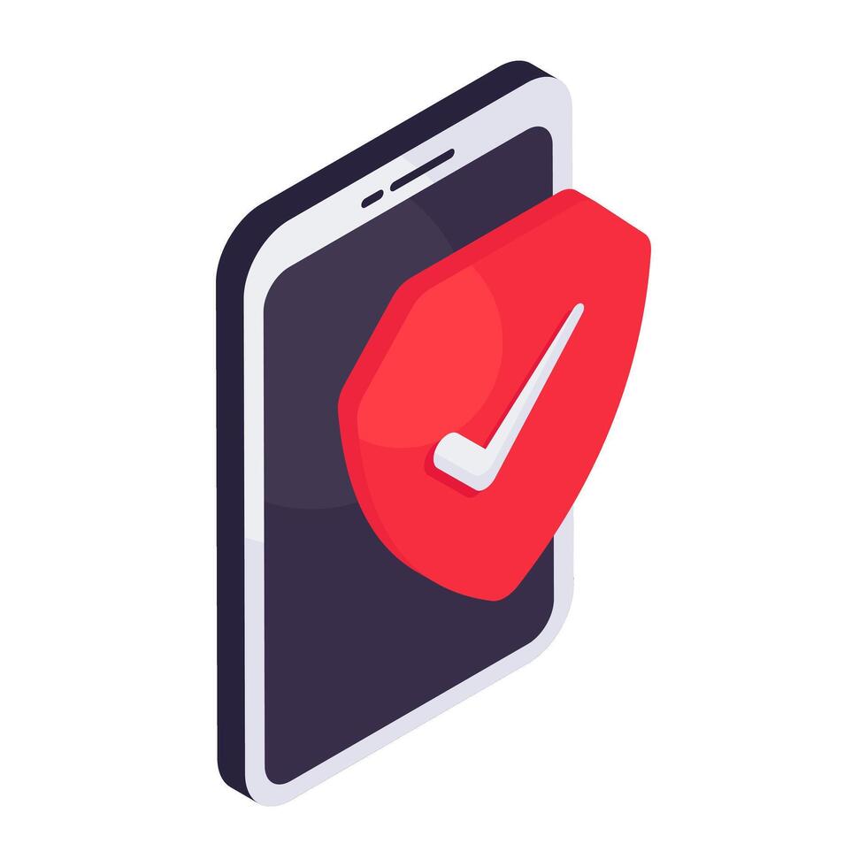 Conceptual isometric design icon of mobile security vector