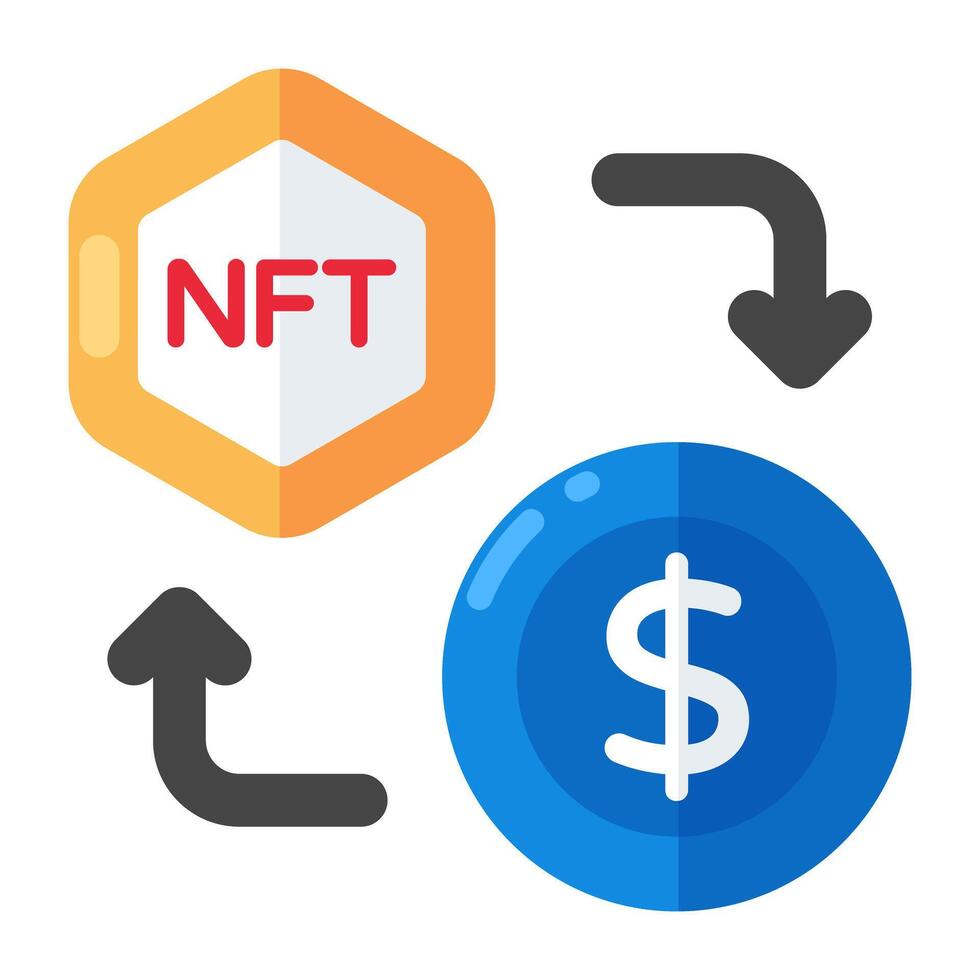 Nft to dollar, concept of currency exchange vector
