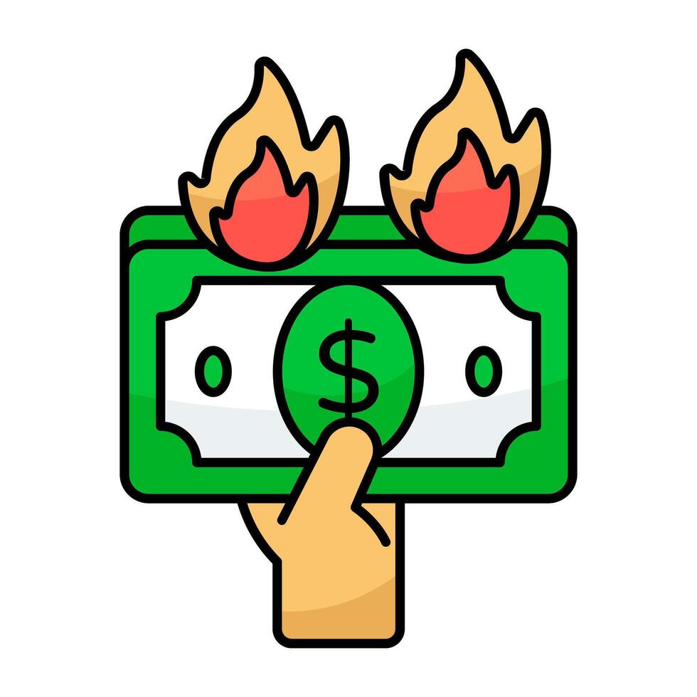 prima descargar icono de dinero ardiente vector