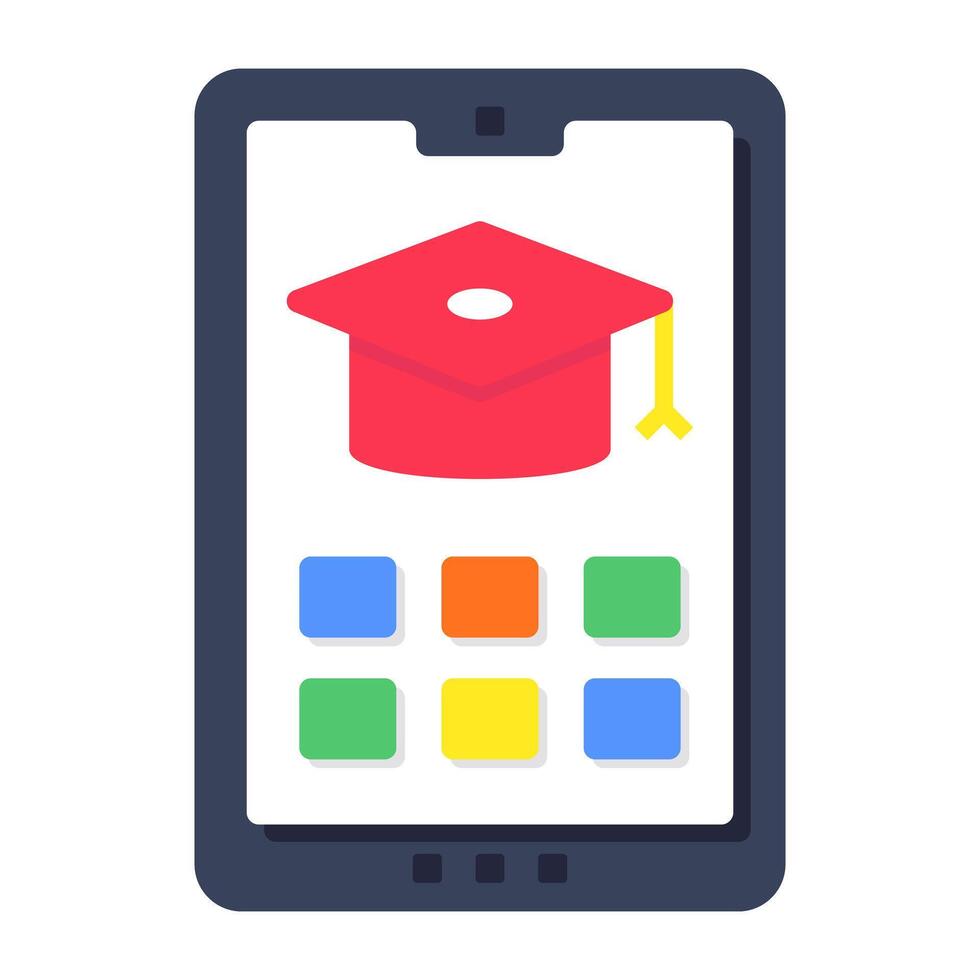 Conceptual flat design icon of mobile education vector