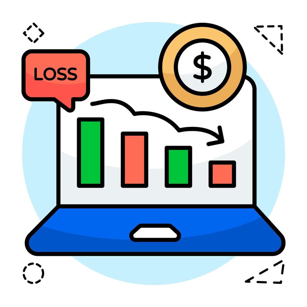 A flat design icon of loss chart vector