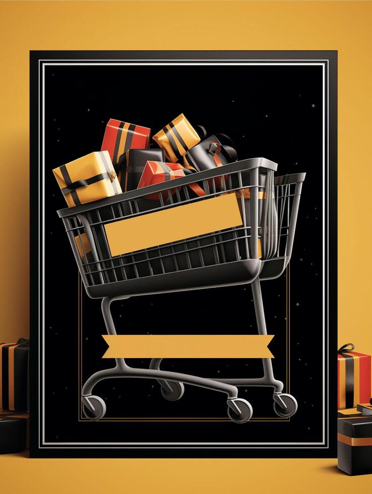 AI generated Black Friday celebration promotional poster background, generative ai photo