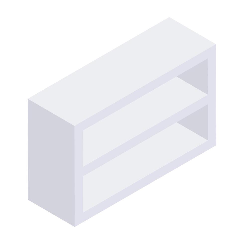 Trendy isometric design icon of wooden shelves vector