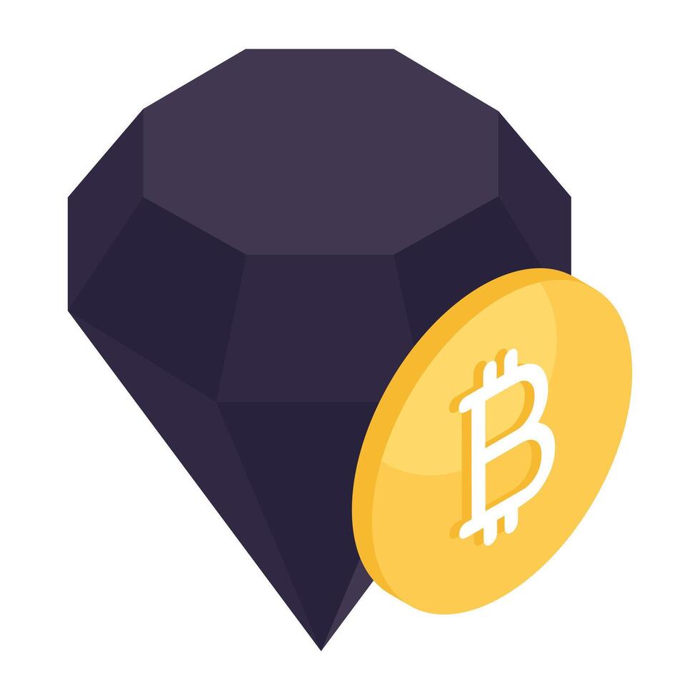 creativo diseño icono de bitcoin diamante vector