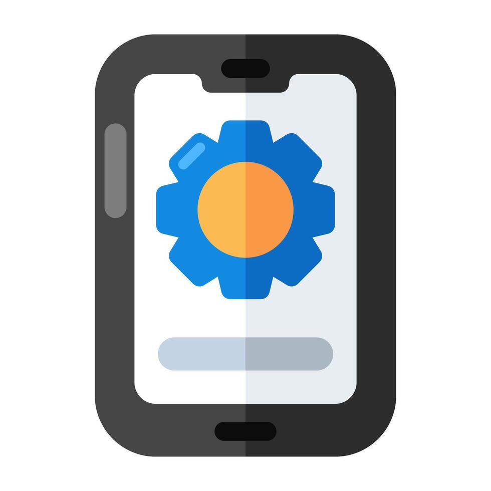 Gear inside phone, editable design icon of mobile management vector