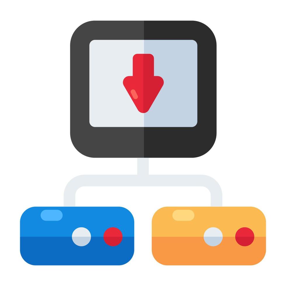 A flat design icon of server network vector