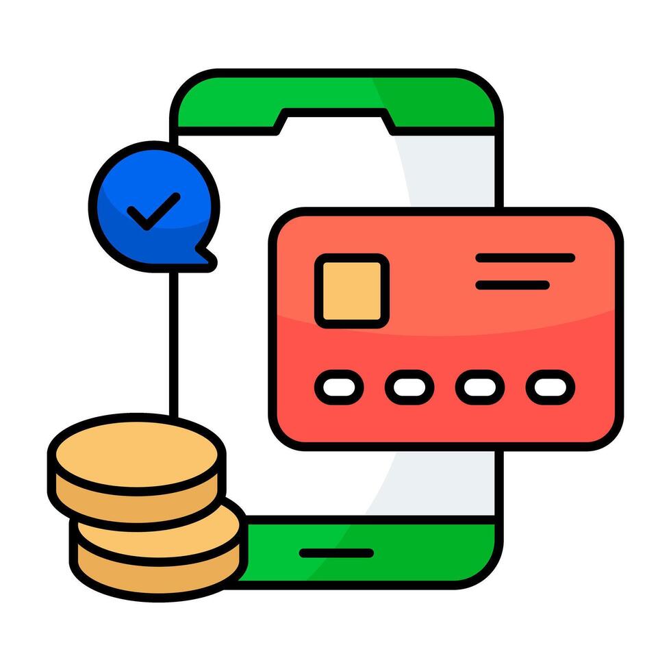Mobile card payment icon in trendy vector design
