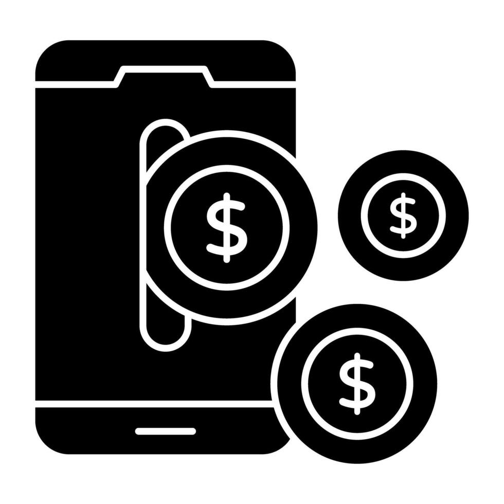 Dollar inside smartphone, icon of mobile money vector