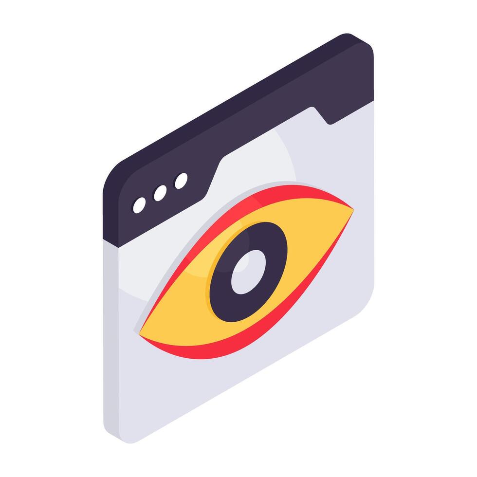 Eye on webpage, icon of web monitoring vector