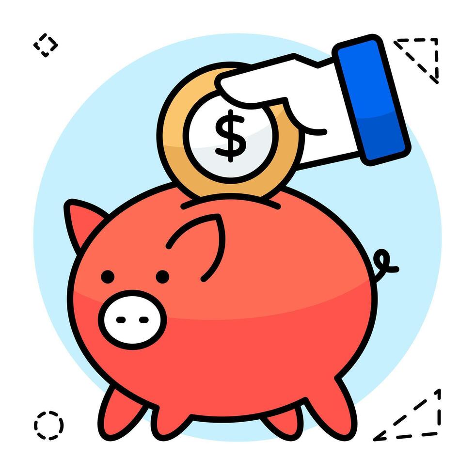 moderno diseño icono de cerdito banco vector