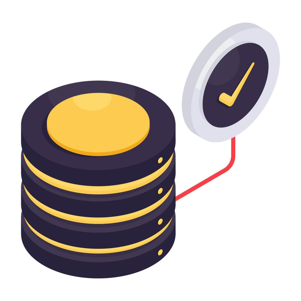 A isometric design icon of verified database vector