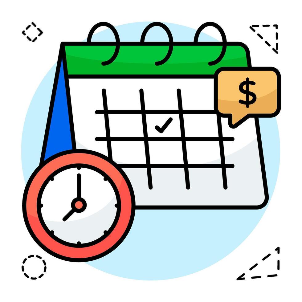 Icon of money with calendar, flat design of payment day vector