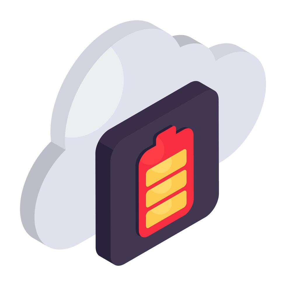 Editable design icon of cloud battery vector