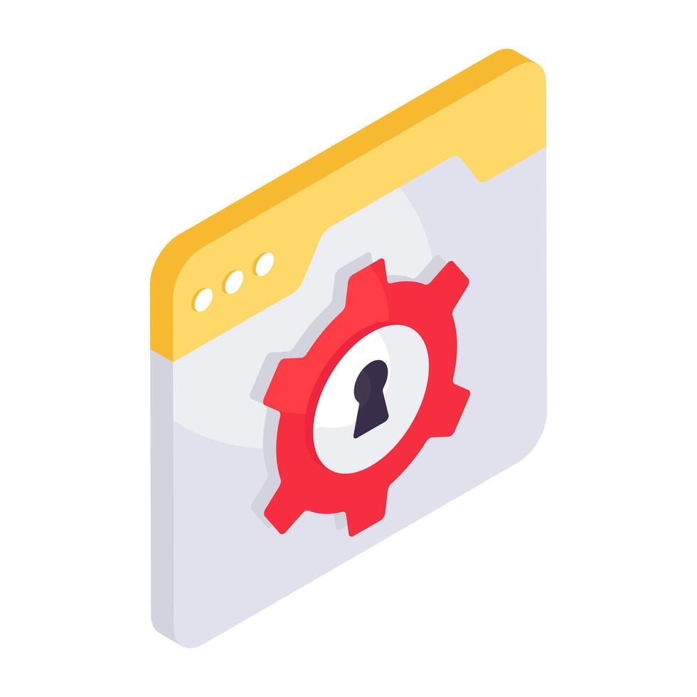 Keyhole inside gear, icon of security setting vector