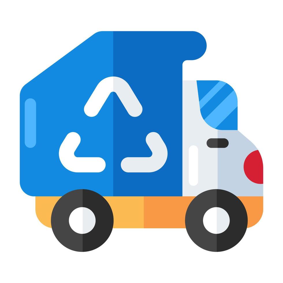 A colored design icon of recycling truck vector