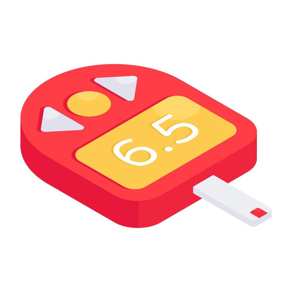 Sugar test machine icon, isometric design of glucometer vector