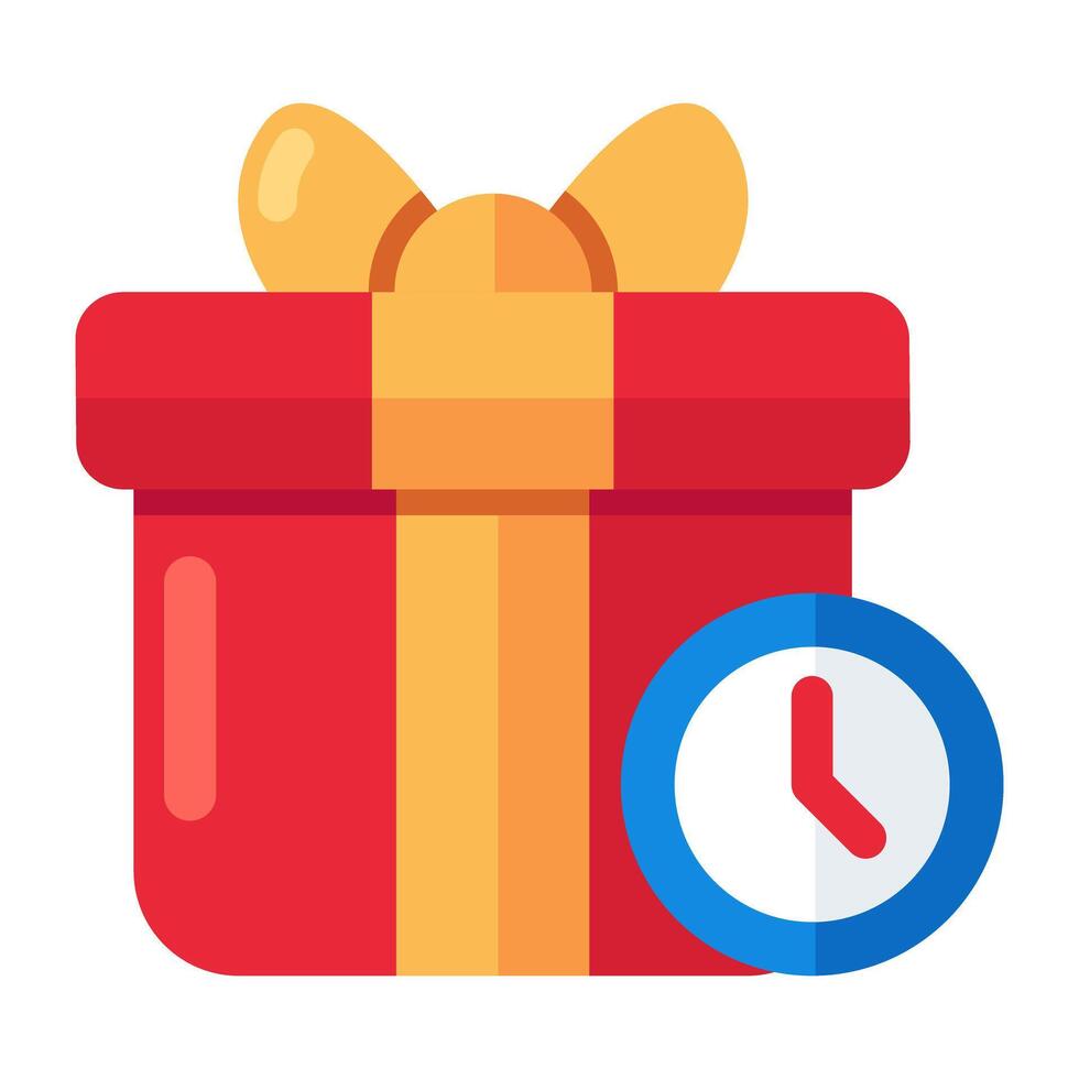 Editable design icon of gift delivery time vector