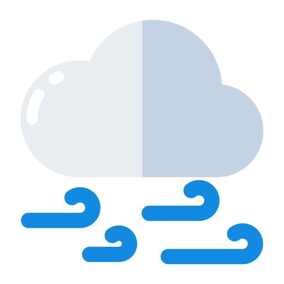 editable diseño icono de Ventoso nube vector