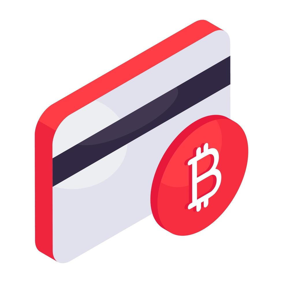 Card with btc, icon of bitcoin card payment vector