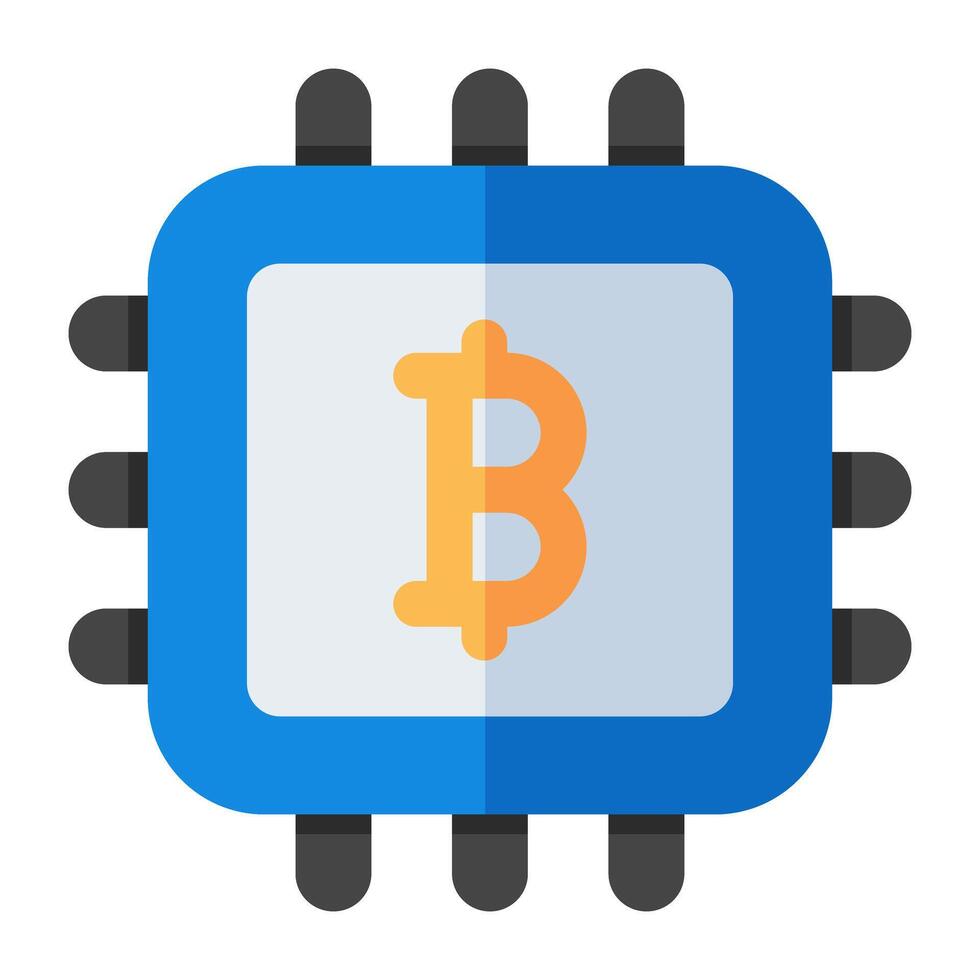 A unique design icon of bitcoin processor vector