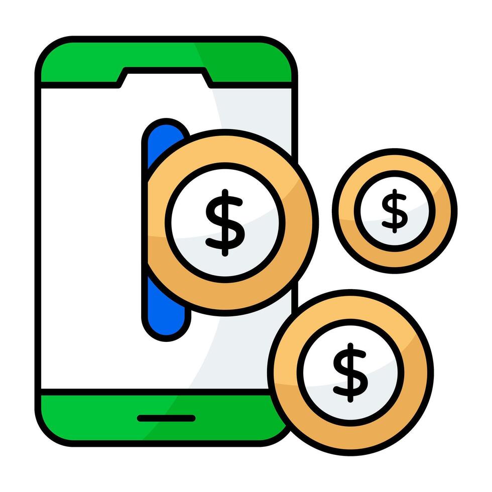 dólar dentro del teléfono inteligente, ícono de dinero móvil vector