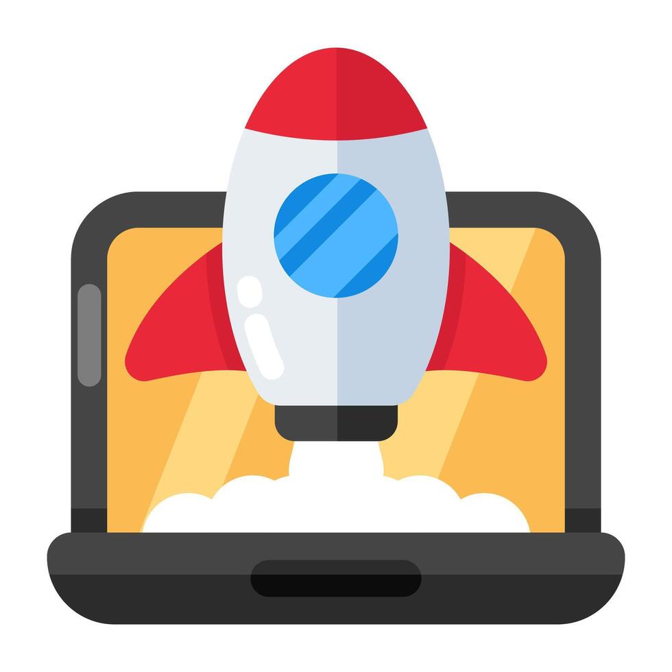 Conceptual flat design icon of rocket vector