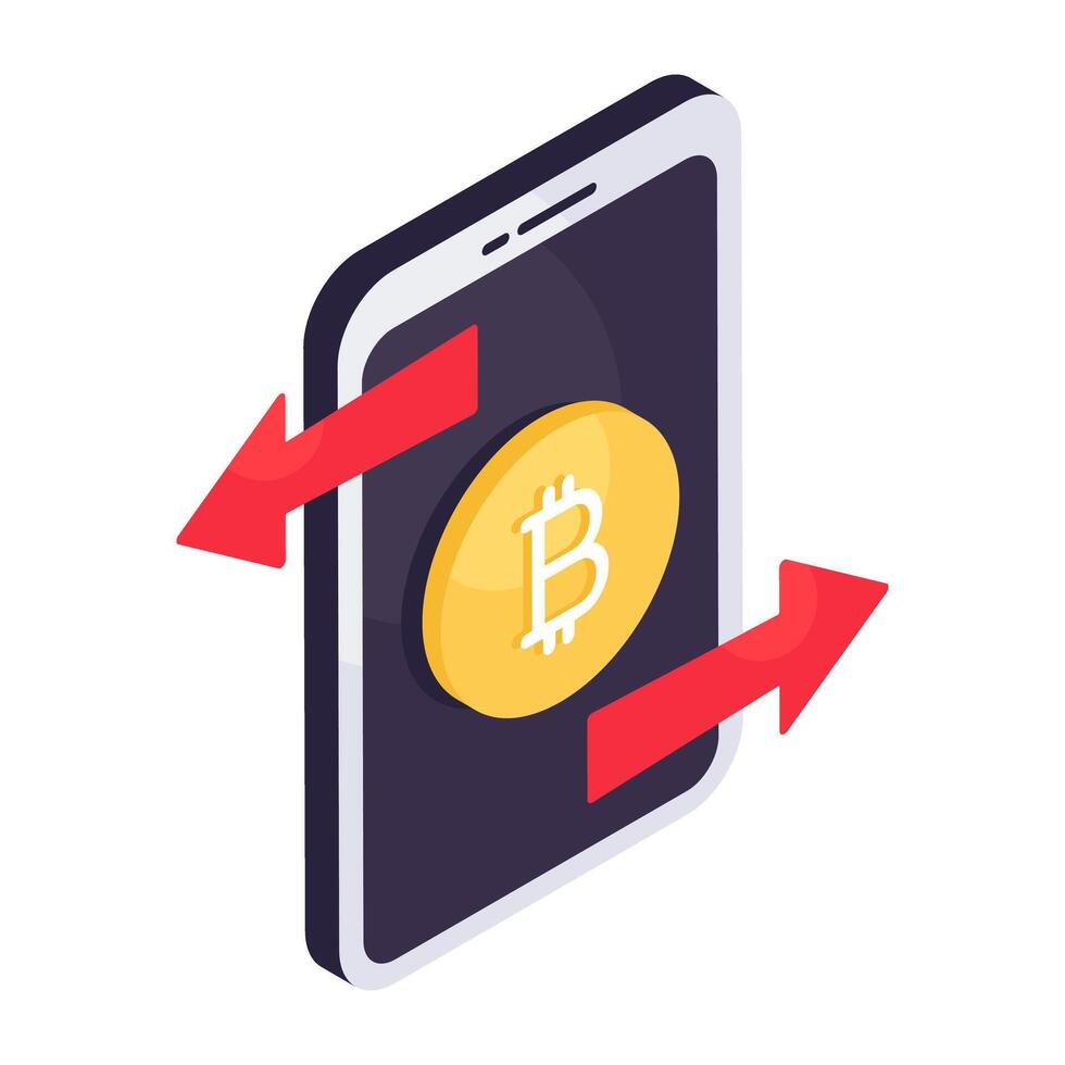 Creative design icon of mobile bitcoin transfer vector