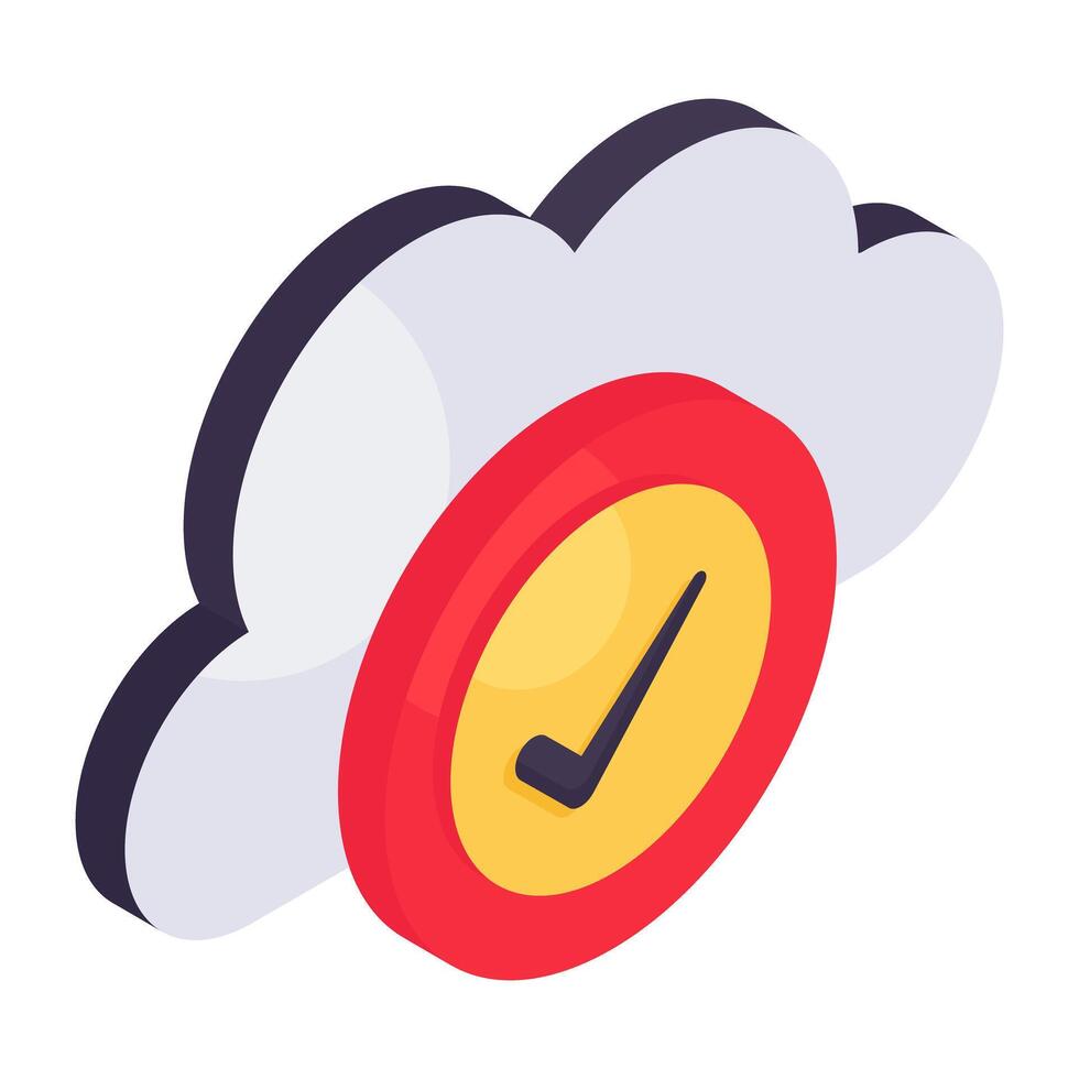 prima descargar icono de verificado nube vector