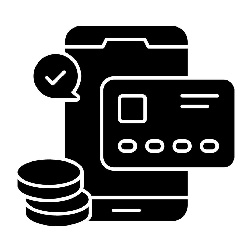 Mobile card payment icon in trendy vector design