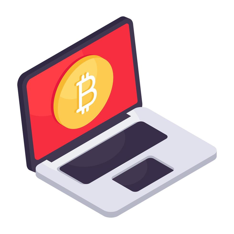 Editable design icon of online bitcoin vector