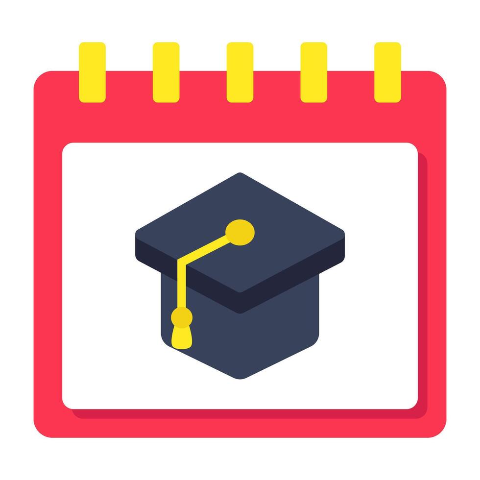 Calendar and mortarboard, icon of study schedule vector