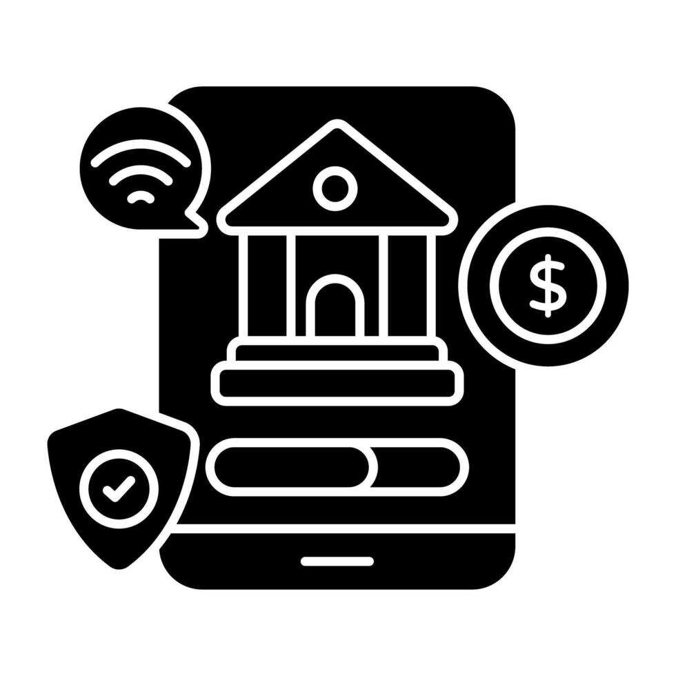 An editable design icon of mobile banking vector