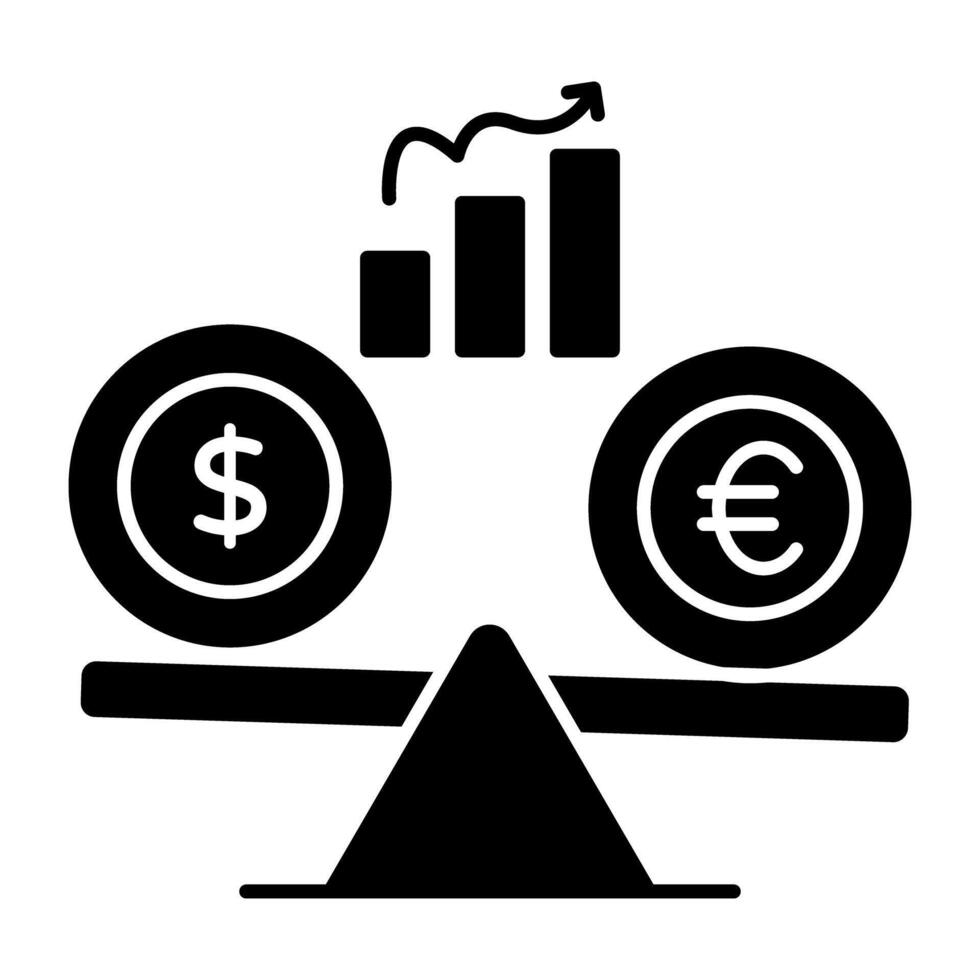 A solid icon design of financial equilibrium vector