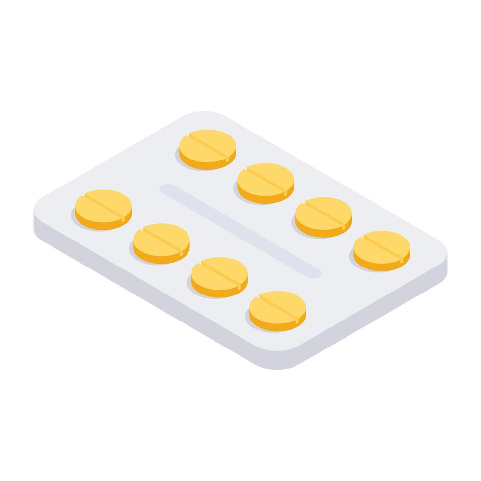 An editable design icon of pills strip vector