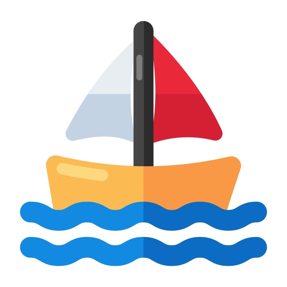 A colored design icon of boat vector
