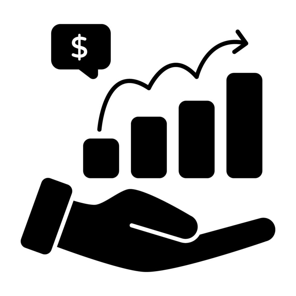 Conceptual solid design icon of progress graph vector