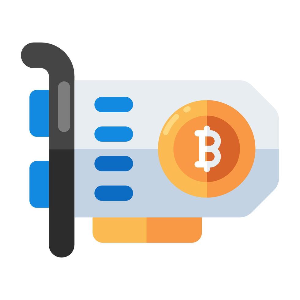 A unique design icon of bitcoin gpu card vector