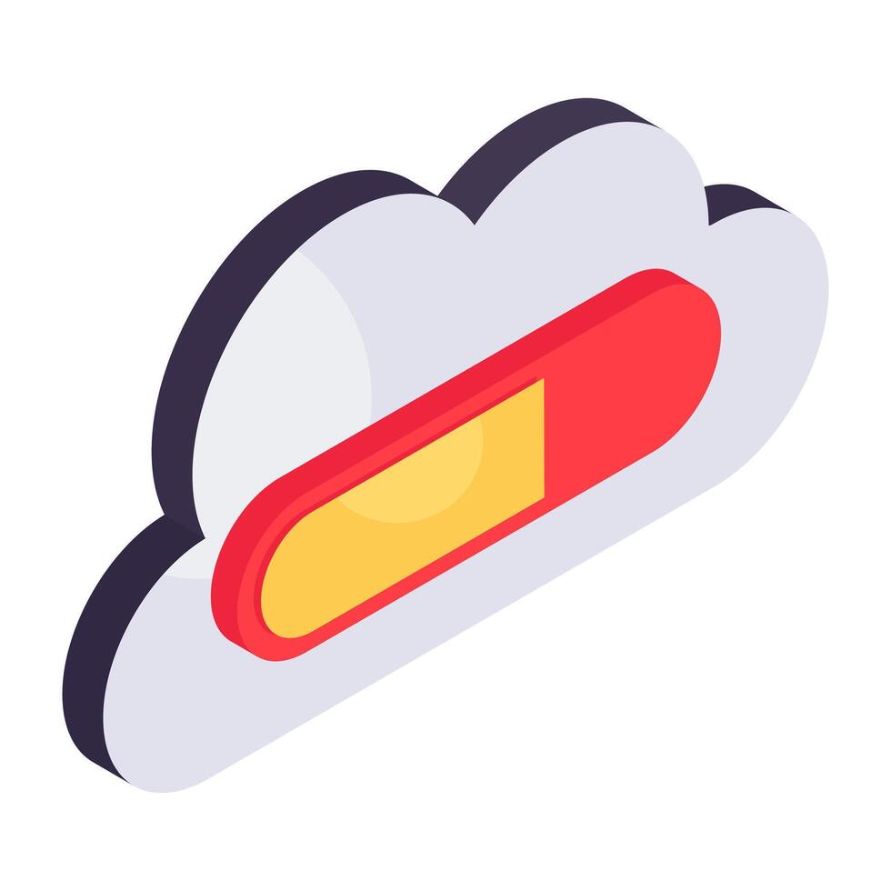 Editable design icon of cloud loading vector
