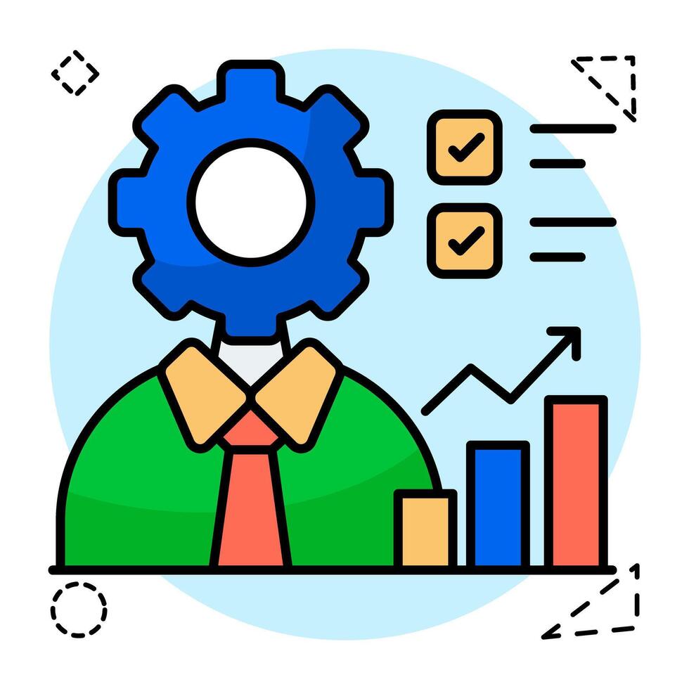 Avatar with gear, flat design icon of manager vector