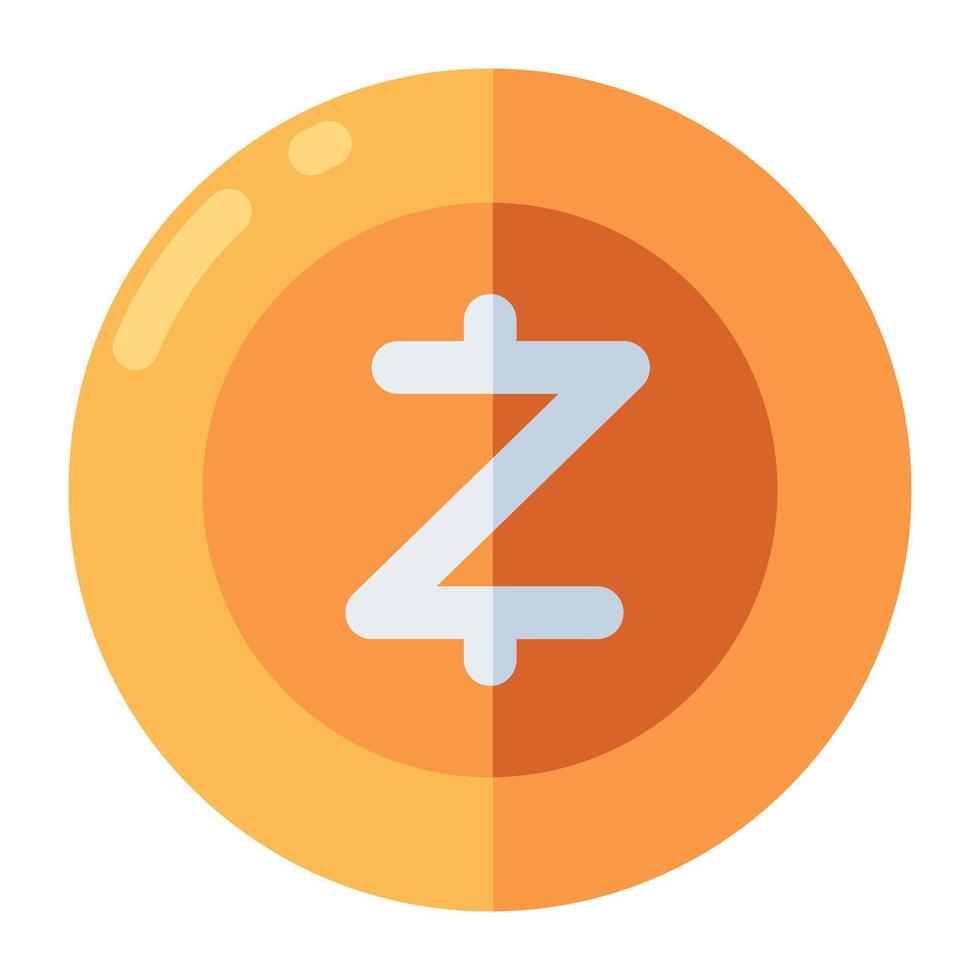 Zec coin icon in flat design vector