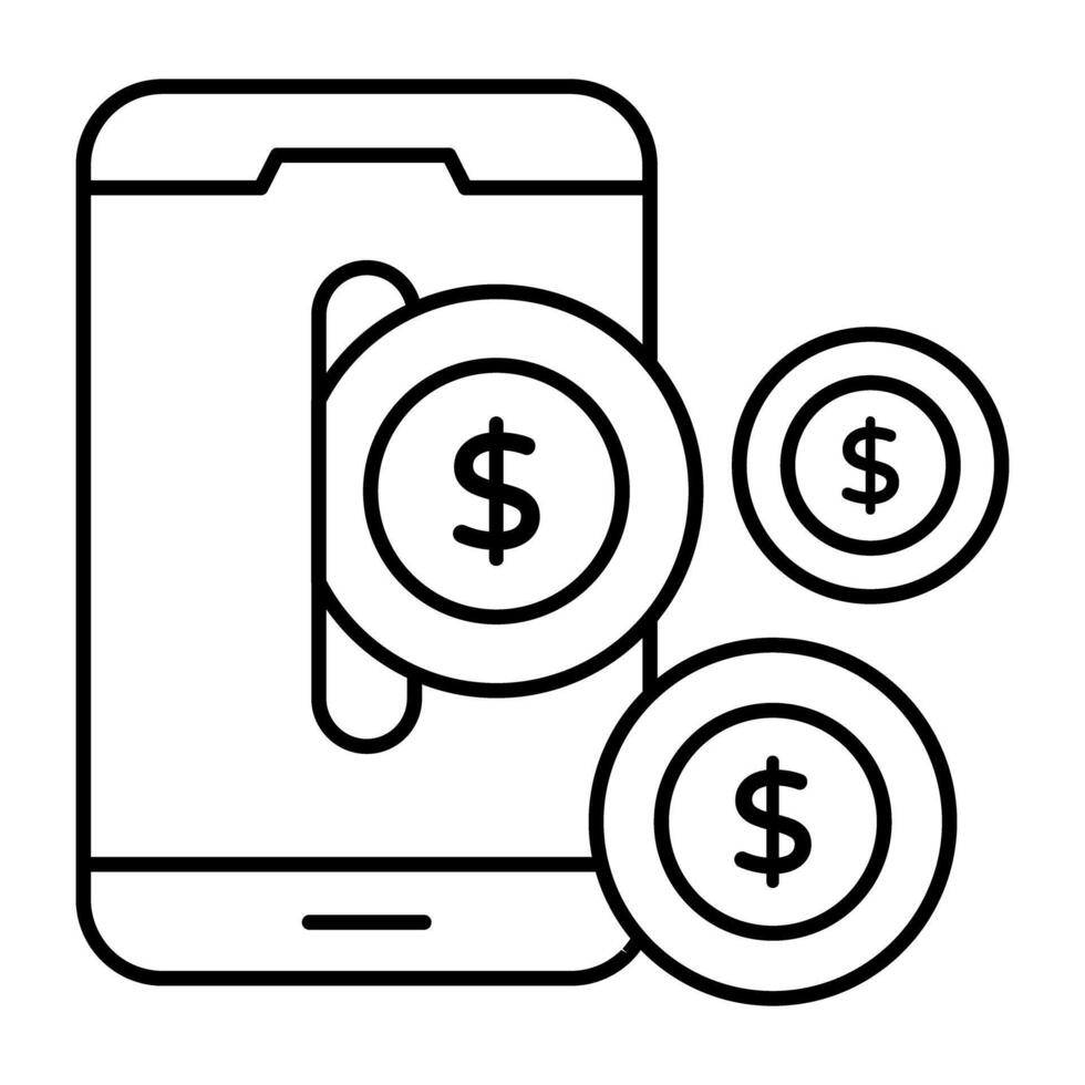 Dollar inside smartphone, icon of mobile money vector